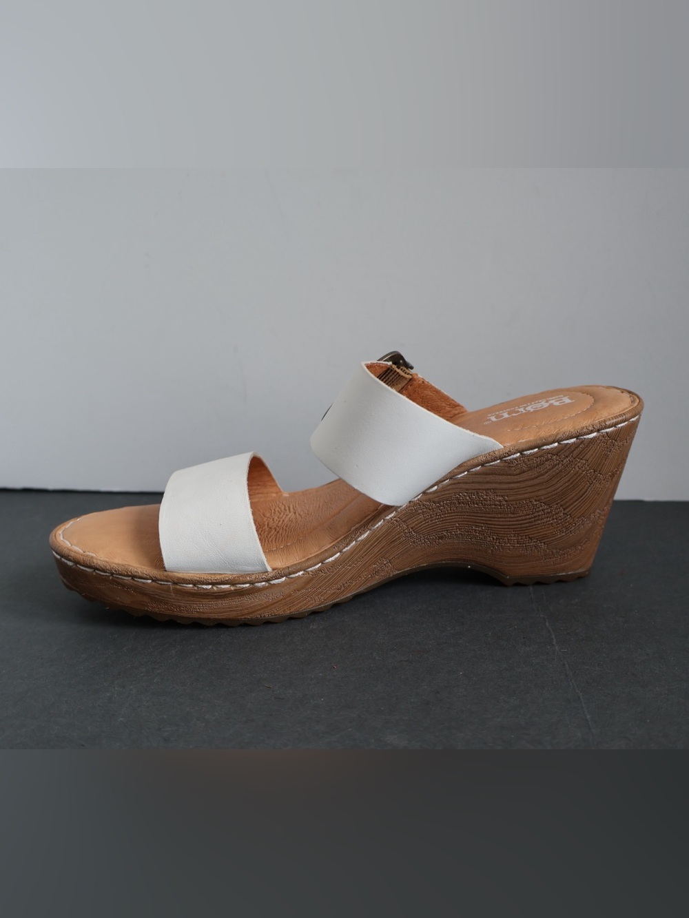 Born Emily White Leather Wedge Sandals Size 8M - Picture 7 of 12